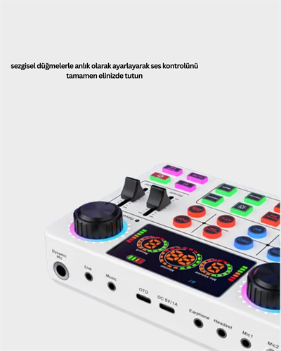 Çok Efektli Canlı Yayın Ses Mikseri USB ve Kablosuz Uyumlu
