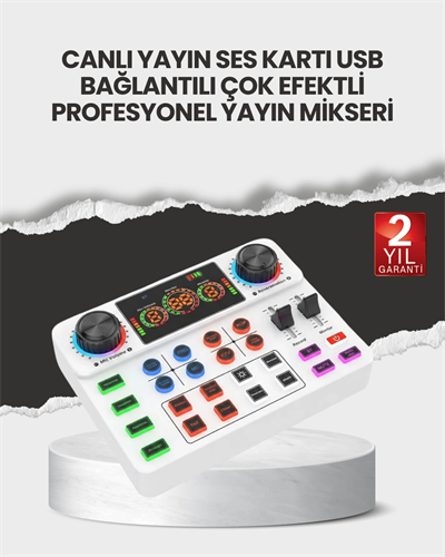 Çok Efektli Canlı Yayın Ses Mikseri USB ve Kablosuz Uyumlu
