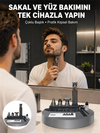 Çok Fonksiyonlu 9’u 1 Arada Tıraş Makinesi Şarjlı Saç Sakal Düzeltici Yeni Nesil