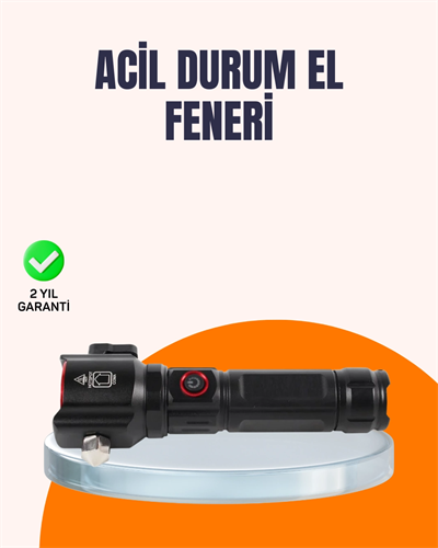 Çok Fonksiyonlu Acil Durum Feneri Yan Işıklı Çekiçli