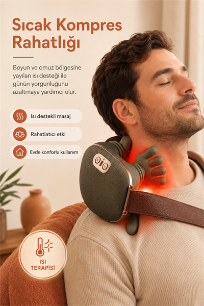 Çok Fonksiyonlu Boyun Masaj Cihazı Isı Destekli Omuz Ve Ense Rahatlatıcı Kullanım