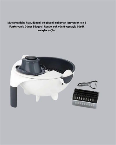 Çok Fonksiyonlu Döner Rende Süzgeç Hazneli Ergonomik Sebze Doğrayıcı