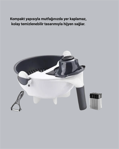 Çok Fonksiyonlu Döner Rende Süzgeç Hazneli Ergonomik Sebze Doğrayıcı