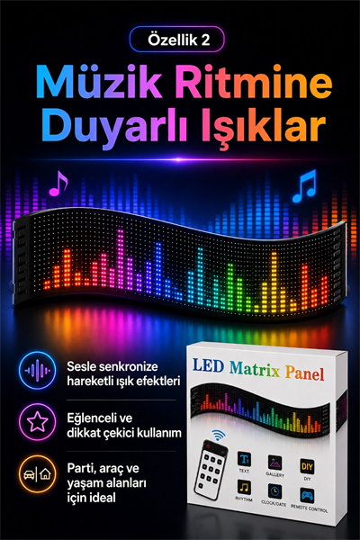 Çok Fonksiyonlu LED Matrix Panel Kayan Yazı Tabelası Saat Tarih Ve Metin Destekli