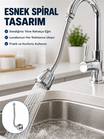 Çok Fonksiyonlu Musluk Uzatma Aparatı 360° Hareketli Krom Musluk Başlığı