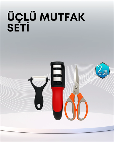 Çok Fonksiyonlu Mutfak Makas Seti – 3 Makas, Bileyici ve Soyacak Dahil