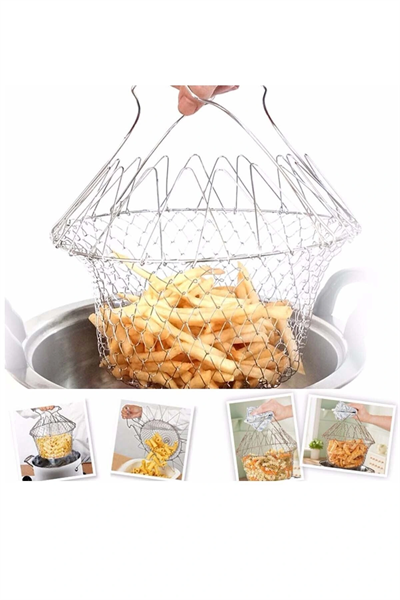 Çok Fonksiyonlu Pratik Süzgeç Katlanır - Kızartma Haşlama Aparatı -chef Basket