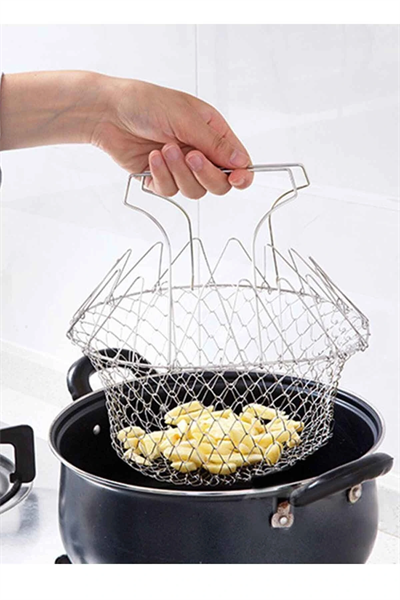 Çok Fonksiyonlu Pratik Süzgeç Katlanır - Kızartma Haşlama Aparatı -chef Basket