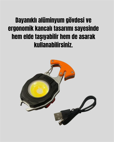 Çok İşlevli USB Şarjlı Anahtarlık Fener