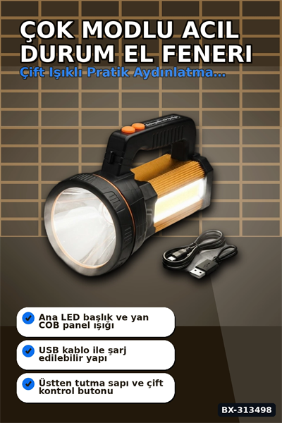 Çok Modlu 800W Acil Durum El Feneri - 800m Menzilli - Kamp Ve Doğa Aktiviteleri İçin BX-313498