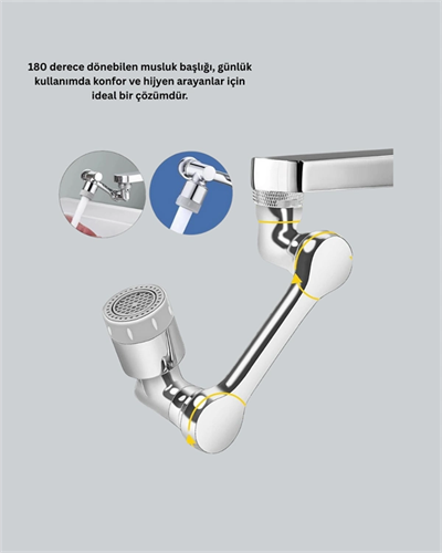 Çok Yönlü Dönebilen Musluk Başlığı 2 Fonksiyonlu Su Akışı