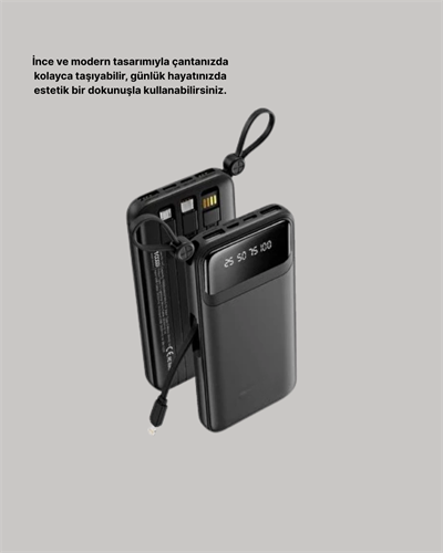 Çoklu Güvenlik Korumalı 20.000 mAh Powerbank Fener Özellikli