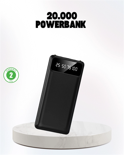 Çoklu Güvenlik Korumalı 20.000 mAh Powerbank Fener Özellikli