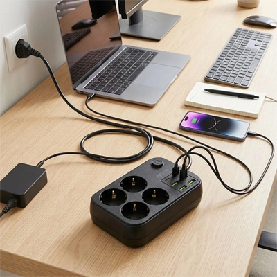 Çoklu Priz Uzatma Kablosu 4 Soket + 4 Usb + 2 Type-c – Termal Akım Korumalı, Isıya Dayanıklı, Çocuk Korumalı Güvenli Priz 100-250v Bx40