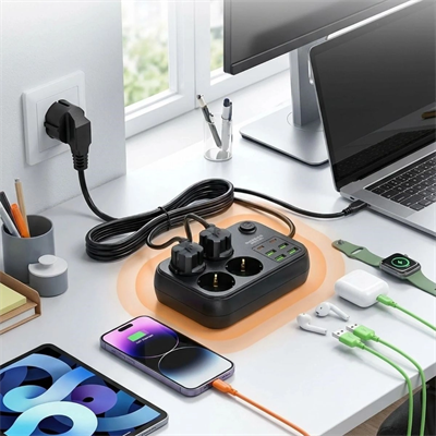 Çoklu Priz Uzatma Kablosu 4 Soket + 4 Usb + 2 Type-c – Termal Akım Korumalı, Isıya Dayanıklı, Çocuk Korumalı Güvenli Priz 100-250v Bx40