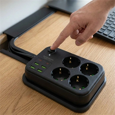 Çoklu Priz Uzatma Kablosu 4 Soket + 4 Usb + 2 Type-c – Termal Akım Korumalı, Isıya Dayanıklı, Çocuk Korumalı Güvenli Priz 100-250v Bx40