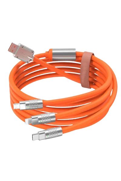 Çoklu Şarj Kablosu USB Type-C İOS Uyumlu 120W Hızlı Şarj Kablosu