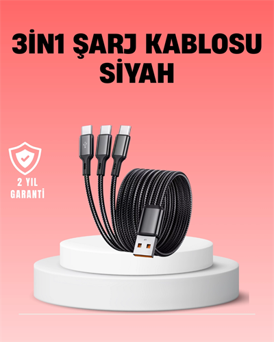 Çoklu USB Şarj Kablosu – 1,2m Hızlı Şarj, 3A Güçlü Akım