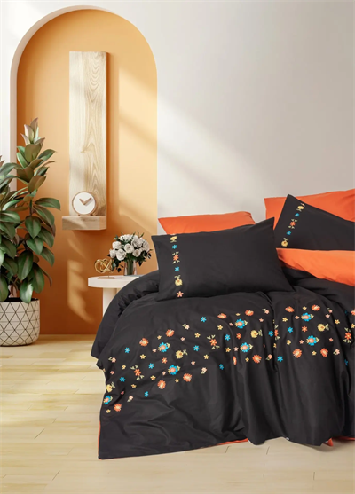 Cotton Box Brode Ranforce Çift Kişilik Nevresim Takımı Liker Kiremit