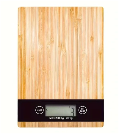 Crown Dijital Hassas Mutfak Tartısı - Terazisi-hassas Ölçüm 5kg Bambu Görünümlü Bx40