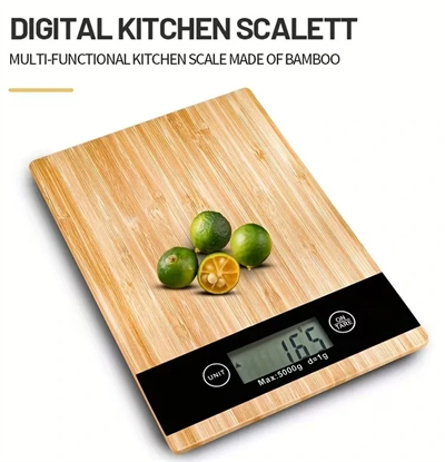 Crown Dijital Hassas Mutfak Tartısı - Terazisi-hassas Ölçüm 5kg Bambu Görünümlü Bx40
