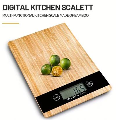 Crown Dijital Hassas Mutfak Tartısı - Terazisi-Hassas Ölçüm 5kg Bambu Görünümlü (3936)