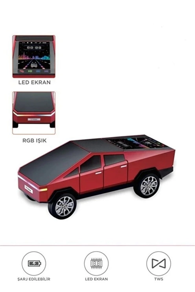 D68 Cyber Model Araba Tasarımlı Bluetooth Hoparlör 15w Güçlü Ses Rgb Led /tws/usb Kırmızı