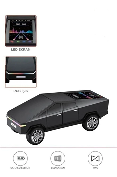 D68 Cyber Model Araba Tasarımlı Bluetooth Hoparlör 15w Güçlü Ses Rgb Led /tws/usb Siyah