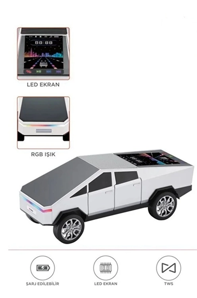 D68 Cyber Model Araba Tasarımlı Bluetooth Hoparlör 15w Güçlü Ses Rgb Led /tws/usb Beyaz