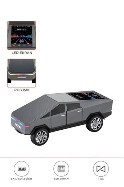 D68 Cyber Model Araba Tasarımlı Bluetooth Hoparlör 15w Güçlü Ses Rgb Led /tws/usb Gri
