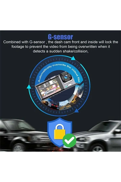 DV300 Yeni 3 Kameralı Araç İçi Kayıt Kamerası Trafik Recorder 2 İnç IPS Ekran Full HD 1080p
