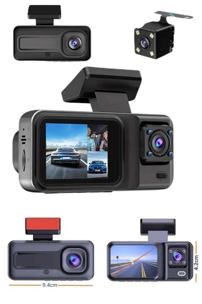 DVR Araç İçi Kamera Ön ve İç Kamera 2 İnç Ekranlı Çift Kamera