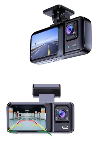 DVR Araç İçi Kamera Ön ve İç Kamera 2 İnç Ekranlı Çift Kamera