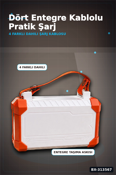 Dahili Kablolu 60000mAh Powerbank 22.5W Hızlı Şarj Type-C USB Çıkışlı Dijital Göstergeli BX-313567