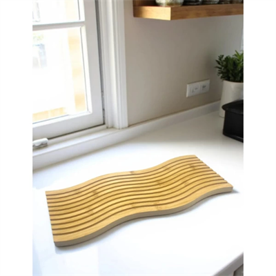 Dalgalı Çift Taraf Tasarımlı Ahşap Sunum Tepsisi