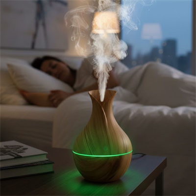 Damla Model Akasya Renk Hava Nemlendirici – Ultrasonik Soğuk Buhar Makinesi, LED Işıklı Masaüstü Oda Nemlendirici
