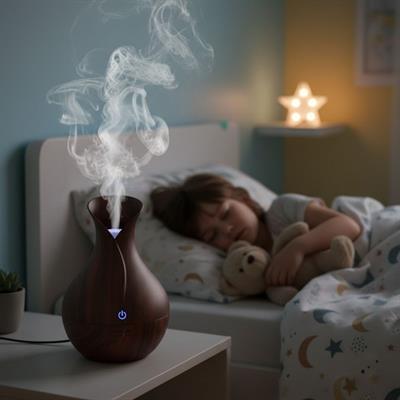 Damla Model Akasya Renk Hava Nemlendirici – Ultrasonik Soğuk Buhar Makinesi, LED Işıklı Masaüstü Oda Nemlendirici (3936)