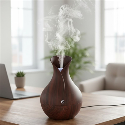 Damla Model Akasya Renk Hava Nemlendirici – Ultrasonik Soğuk Buhar Makinesi, LED Işıklı Masaüstü Oda Nemlendirici