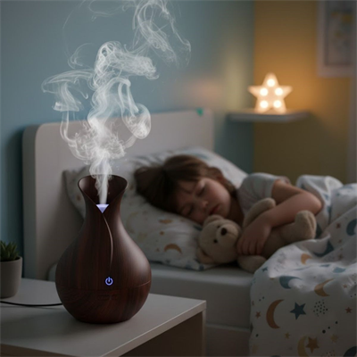 Damla Model Akasya Renk Hava Nemlendirici – Ultrasonik Soğuk Buhar Makinesi, LED Işıklı Masaüstü Oda Nemlendirici