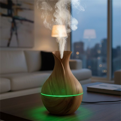 Damla Model Akasya Renk Hava Nemlendirici – Ultrasonik Soğuk Buhar Makinesi, LED Işıklı Masaüstü Oda Nemlendirici