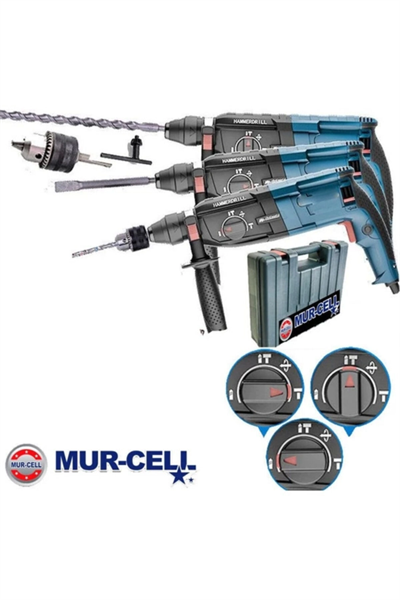 Darbeli kablolu matkap 700-1000 Watt anahtarsız mandren yan sap taşıma çantalı - 6 Volt Akü Volt