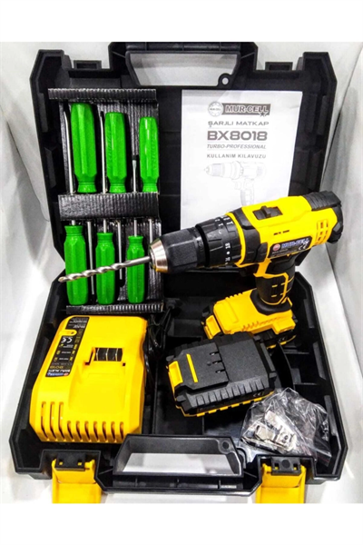 Darbeli şarjlı matkap 240 watt anahtarsız mandren 2 yıl garantili çantalı set - Var Taşıma Çantası