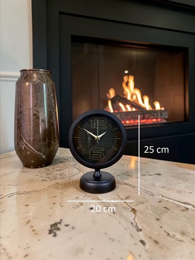 Dark Elegance 25 x 20 Cm Metal Siyah Masa Saati