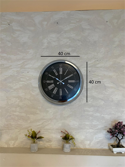Dark Elegance 40 Cm Metal Krom Duvar Saati