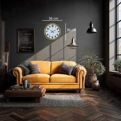 Dekoratif 36 Cm Sarı Duvar Saati