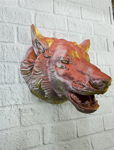 Dekoratif Altın Gold Kurt Duvar Heykeli Asılabilir Hediyelik 25x19 cm