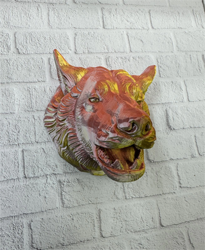 Dekoratif Altın Gold Kurt Duvar Heykeli Asılabilir Hediyelik 25x19 cm