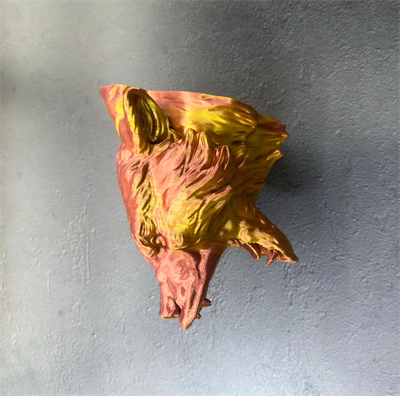 Dekoratif Asılabilir Jaguar Başı 3D Duvar Heykeli Gold Red 20x16 cm