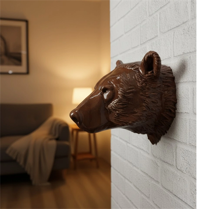 Dekoratif Ayı Duvar Heykeli Asılabilir Hediyelik 25x19 cm