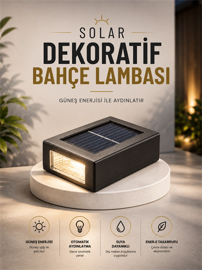 Dekoratif Duvar Lambası Solar Güneş Enerjili Bahçe Aydınlatması